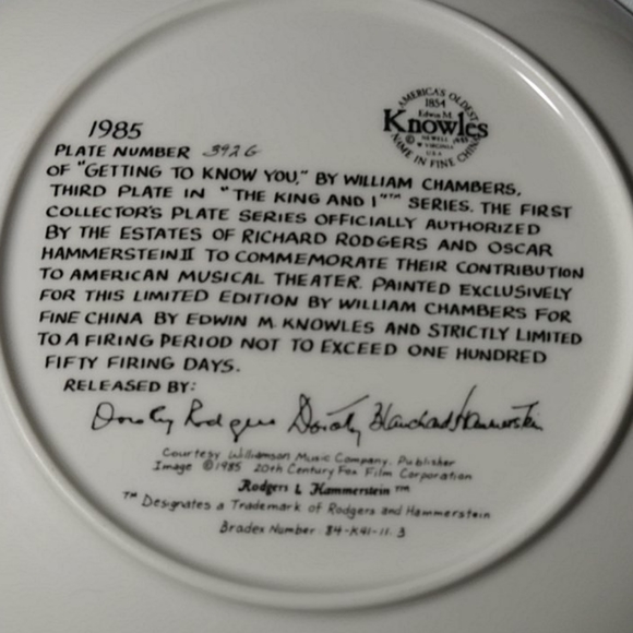 Knowles China Plate "Getting To Know You" Decorative Plate - Picture 4 of 10